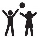 Children playing with a ball icon